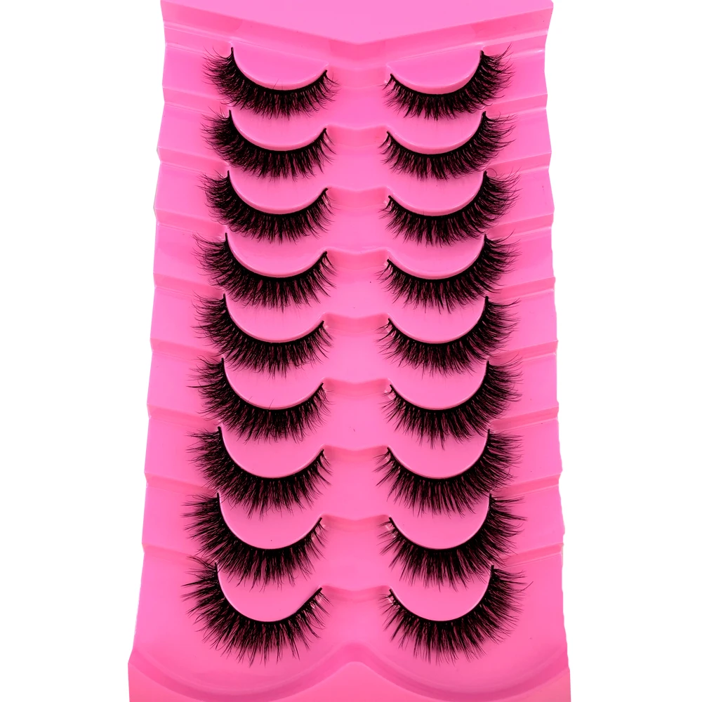 Nerz-Wimpern Flauschige Katzenaugen-Wimpern Wispy 6D Volumen Künstliche Wimpern Wie Extensions Aussehend Dicke Weiche Lockige Falsche Wimpern 9 Paare – Detail 16