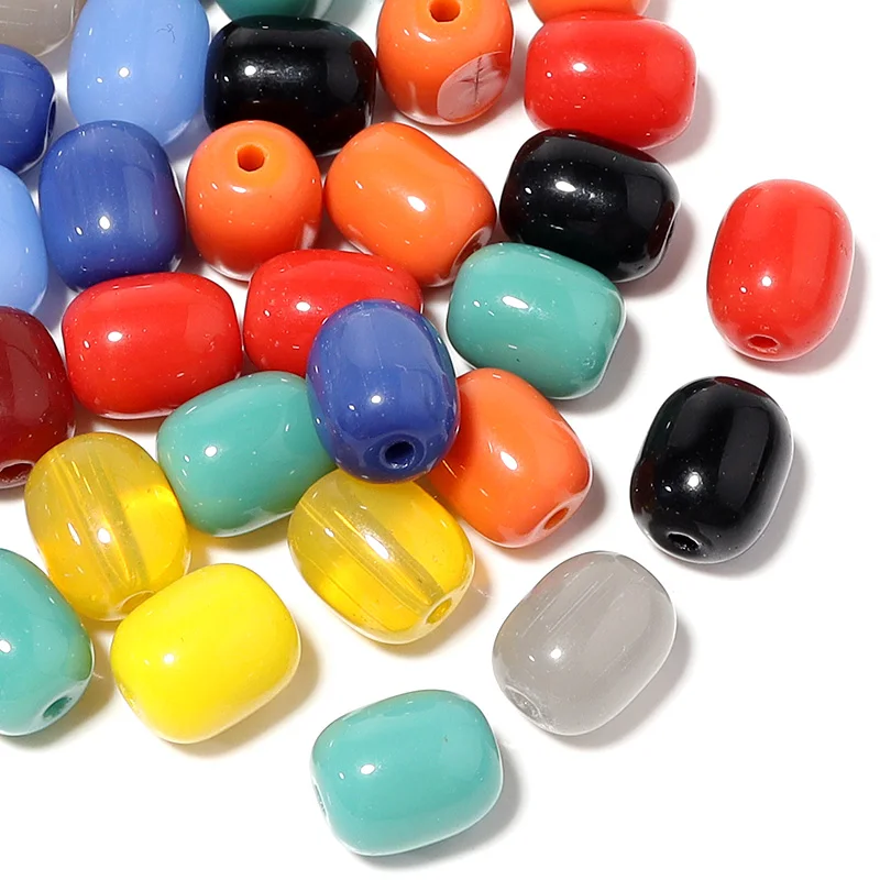 30Pcs/Lot Lampwork Cylinder Beads For Jewelry Making,10x8mm Hole 1.6mm,Solid Color Bead Charm DIY Bracelet Necklace Handicraft