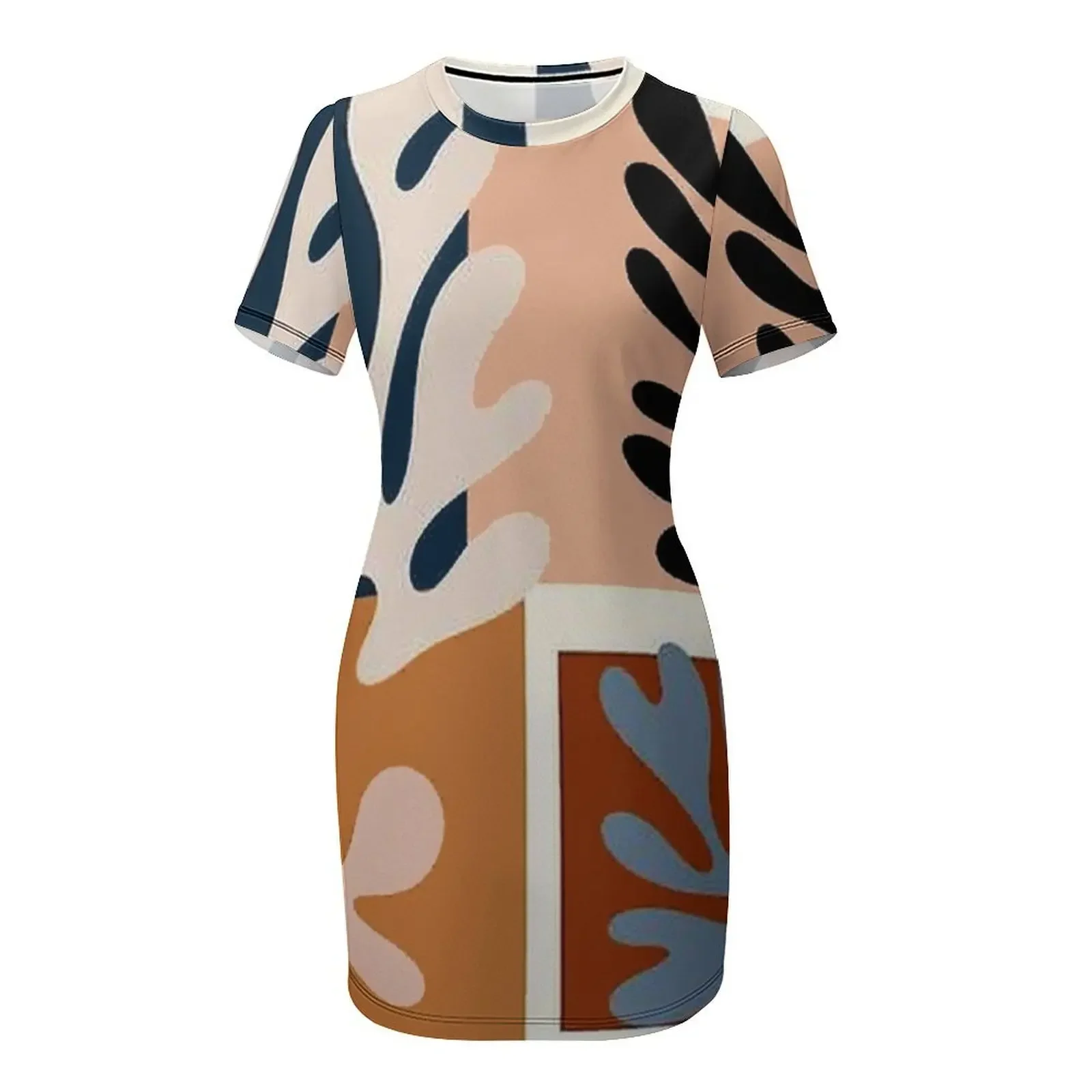 GRAND PALAIS: Vintage Matisse The Cut Outs Ausstellungs-Werbedruck Kurzarm-Kleid Damen Sommer-Maxikleid