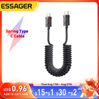 Essager Car Spring Type C Cable  For iPhone 16 15 Xiaomi Samsung 100W PD Fast Charging For Macbook iPad Type C to Type C Cable