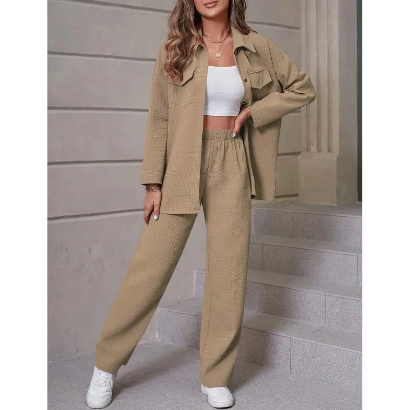 2024 Casual 2 Pieces Sets For Women Autumn Elegant Loose Blazer & Pants Suit Set Female Solid Office Lady Commute Outfit Clothes