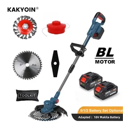 21V Cordless Lawn Mower Brushless Motor Electric Grass Trimmer Adjustable Length Angle Telescopic Pruning Garden Tool Wire Wheel