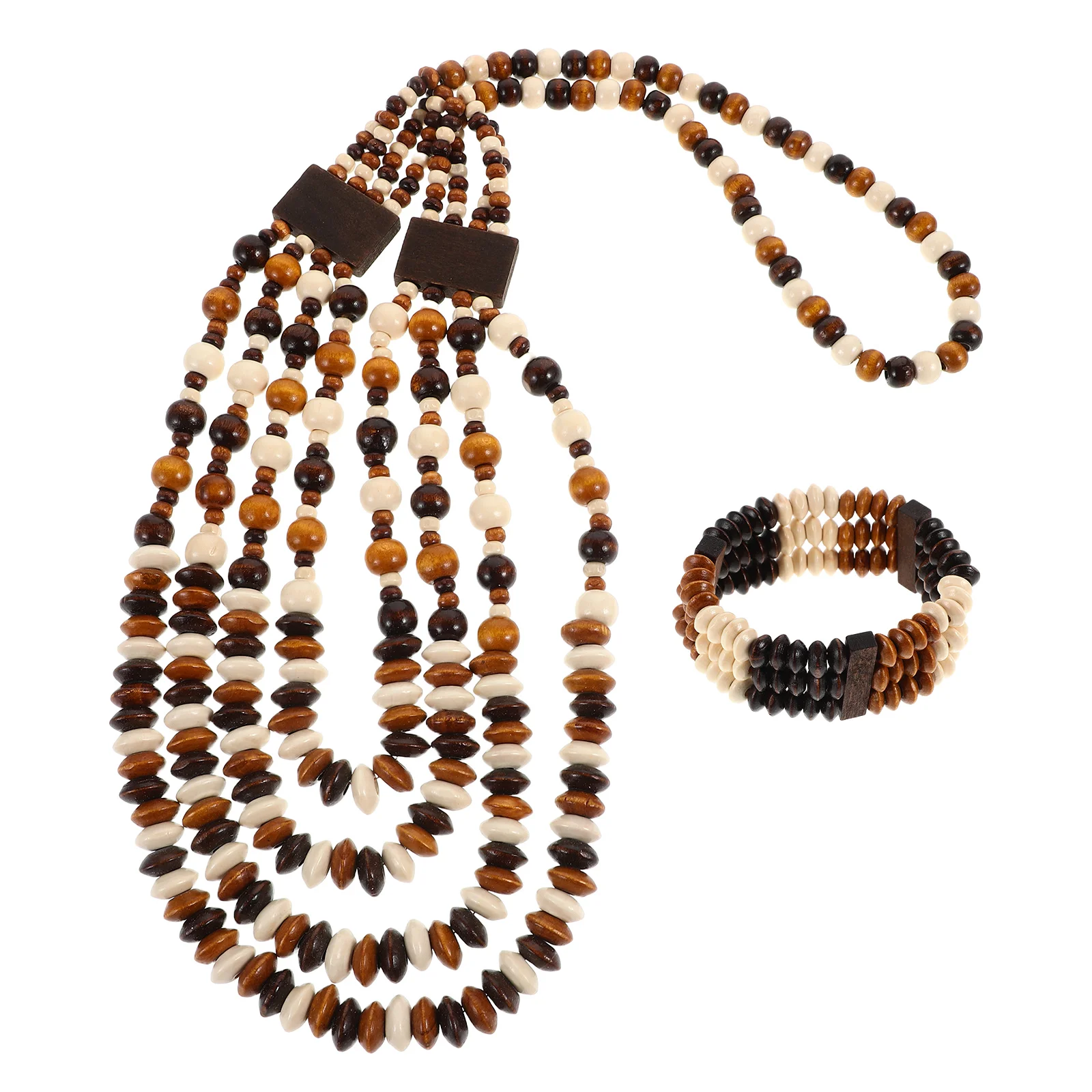 

1 Set Boho Jewelry Set: Beaded Necklace Bracelet Earrings Multilayer Lightweight Hypoallergenic Travel Friendly