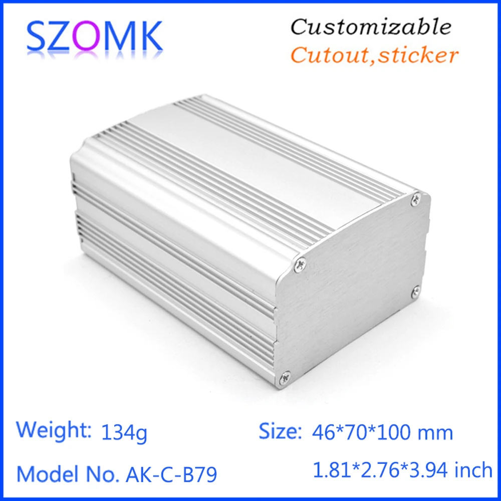 1 Stuks 46*70*100Mm Szomk Aluminium Doos Behuizing Extrusie Junction Behuizing Diy Aluminium Geëxtrudeerde Doos Voor Pcb Apparaat Box