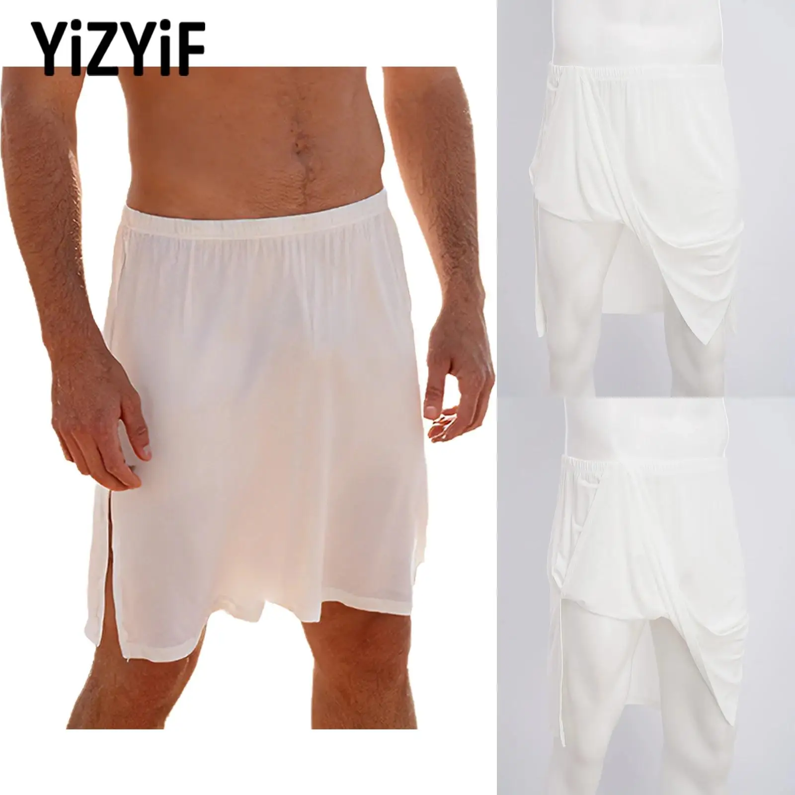 

Mens Skirt Bottom Beach Pool Party Costume Side Split Cover Up Beach Sports Swimwear Bathing Skirt Beachwear Homewear Loungewear
