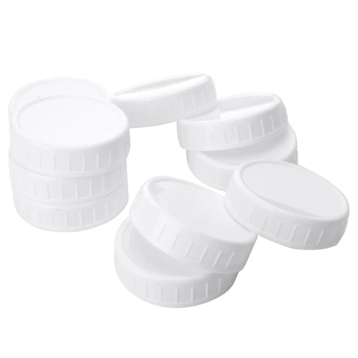 10Pcs Mason Jar Lids White Plastic Ribbed Cover Suitable for Regular Mouth Mason Storage Caps Replacements Caps Cover