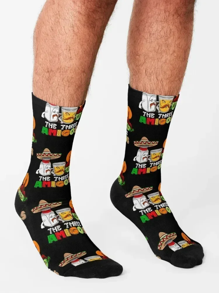 Coctails T-ShirtDe Drie Amigos Zout Tequila Limoen Drankjes Mexicaanse Sokken geschenken aangepaste sneeuw luxe Sokken Voor Meisjes mannen