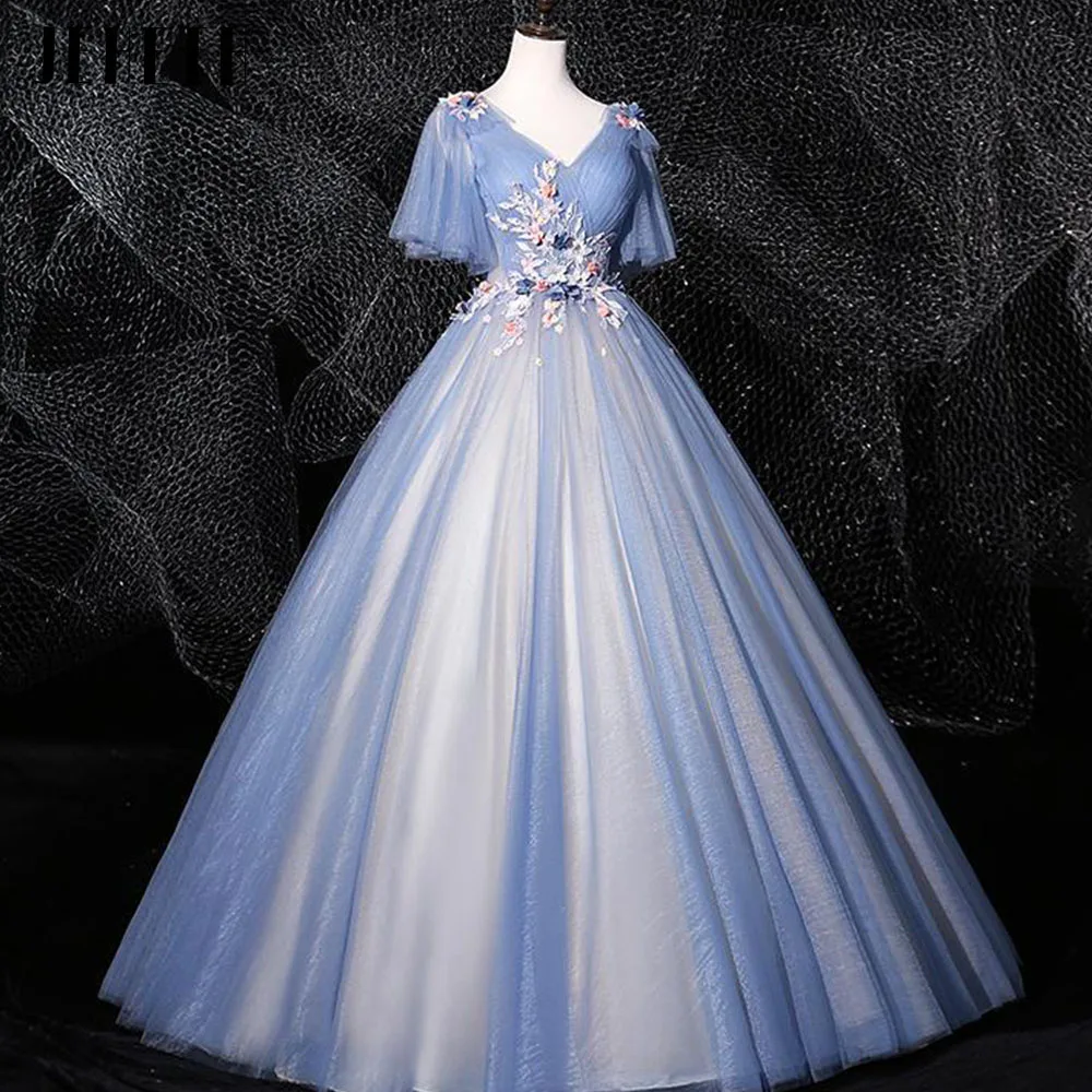 JEHETH Bunte Spitze Appliques Prom Kleid Perlen Party Kleid für Frauen Prinzessin Süße 16 Erwachsene Puffy Günstige Quinceanera