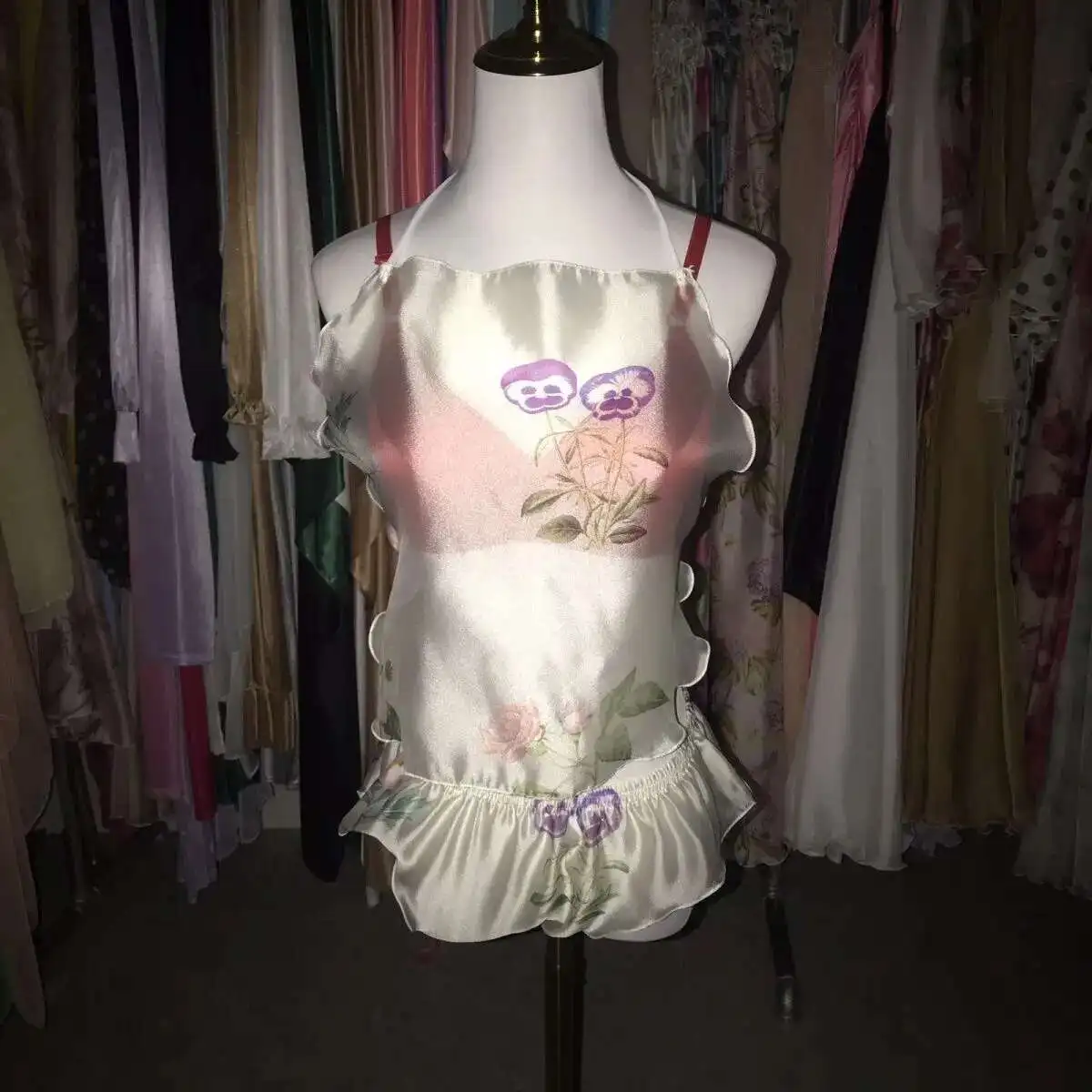 Summer Satin Glossy Women Set Shorts Home See Through Thin Plus Size Casual Sleeping Bottoms