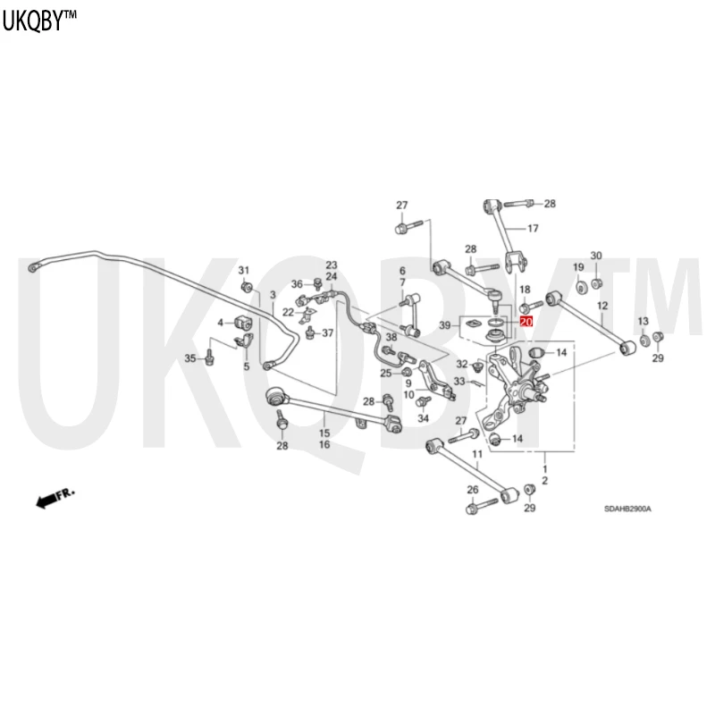 Front positioning arm (right) ARM COMP., RR. UPPER 52390SDAA01