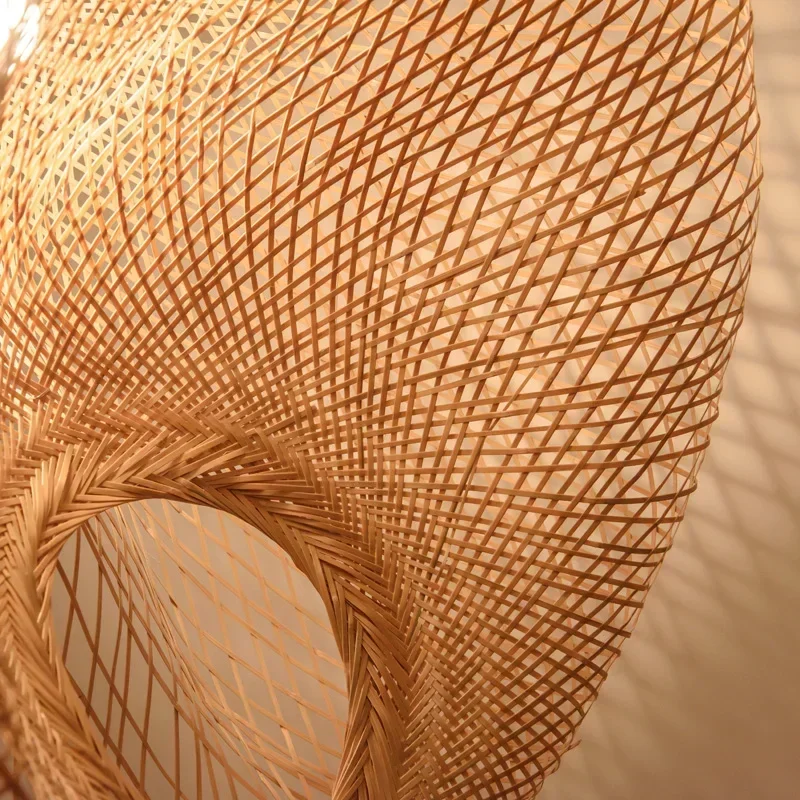 Handmade bambu LED Lustres, tecelagem pingente, pendurado lâmpada, luz de teto, Rattan Woven Fixtures, casa e quarto Decors