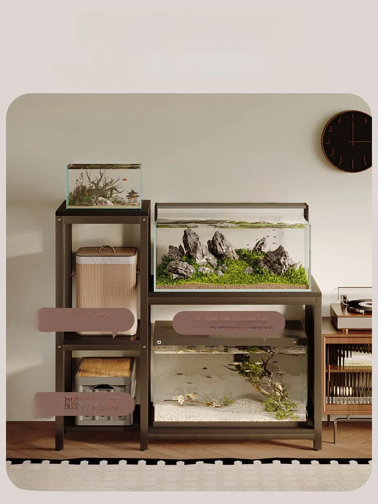 Double Layer Fish Tank Stand Ultra Strong Bearing L-Shaped Shelf for Balcony Living Room Placement Metal Craftened Storage Di...