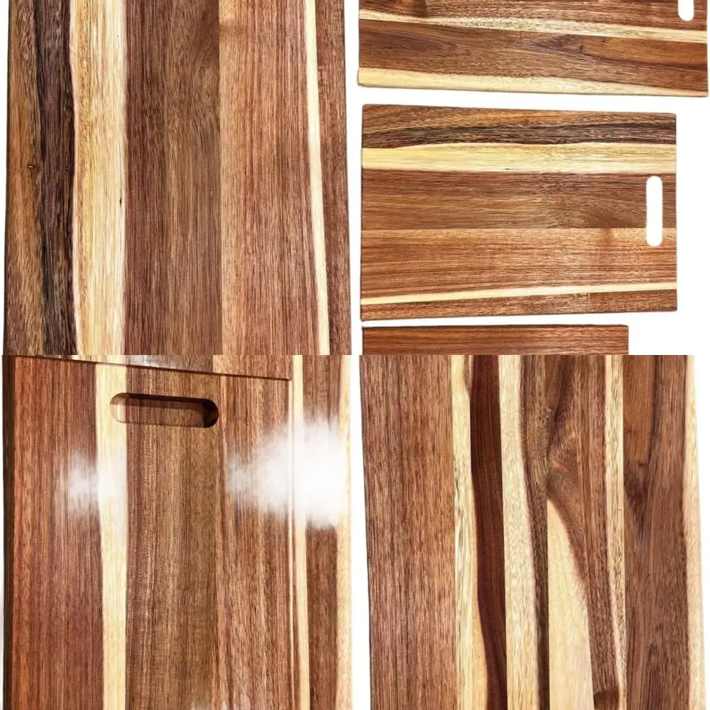 

Eco-Friendly Acacia Wood 3-Piece Cutting Board Set - Durable and Knife-Safe Kitchen Tools