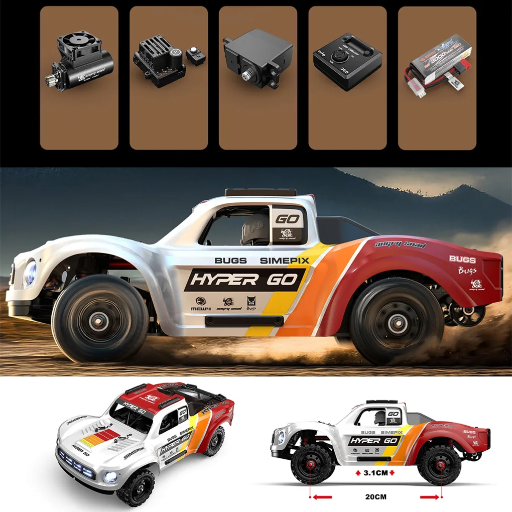 

1/14 MJX Hyper Go 14211 Brushless Rc Car high speed 70km/H 45a Esc Power Desert Short Card Metal Monster Remote Control Car