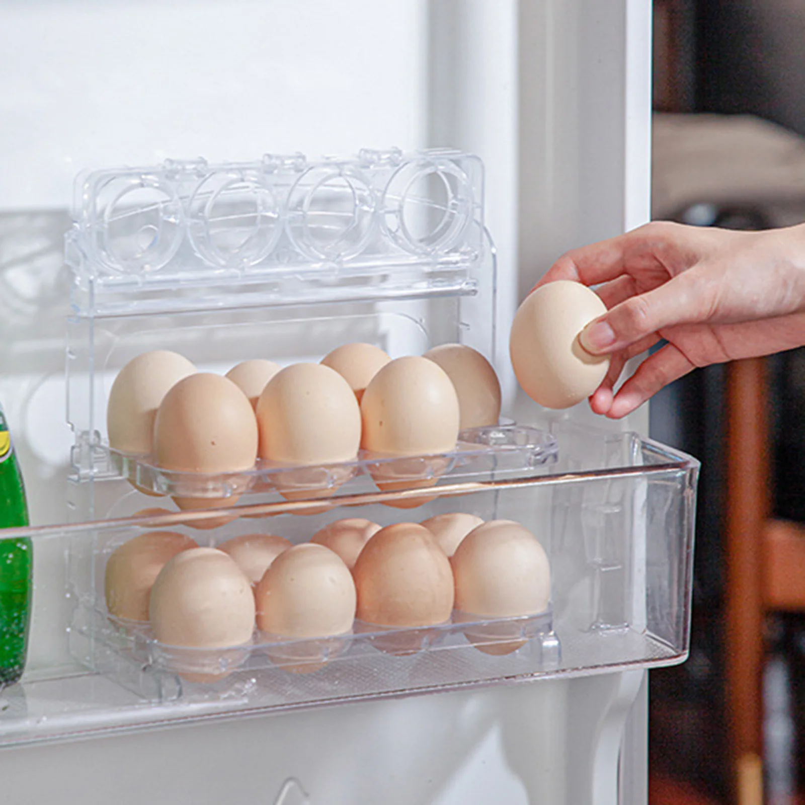 Kitchen Egg Storage Box Refrigerator Side Door Storage Artifact Three-Layer Egg Box Reversible 24-Grid Egg Tray Storage Rack