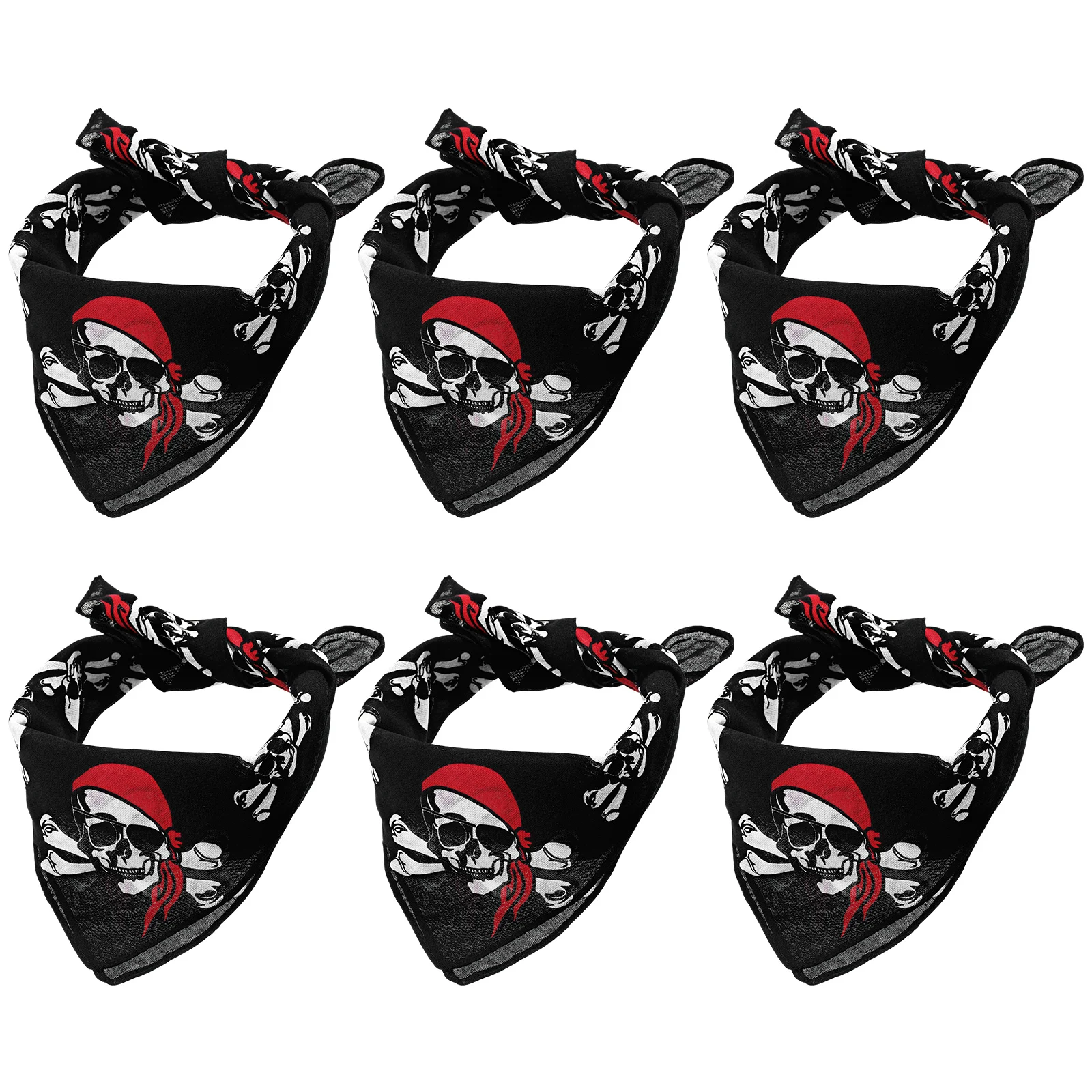 

6 Pcs Halloween Pirate Headband Bands Red Bandana Handkerchief Scarf While