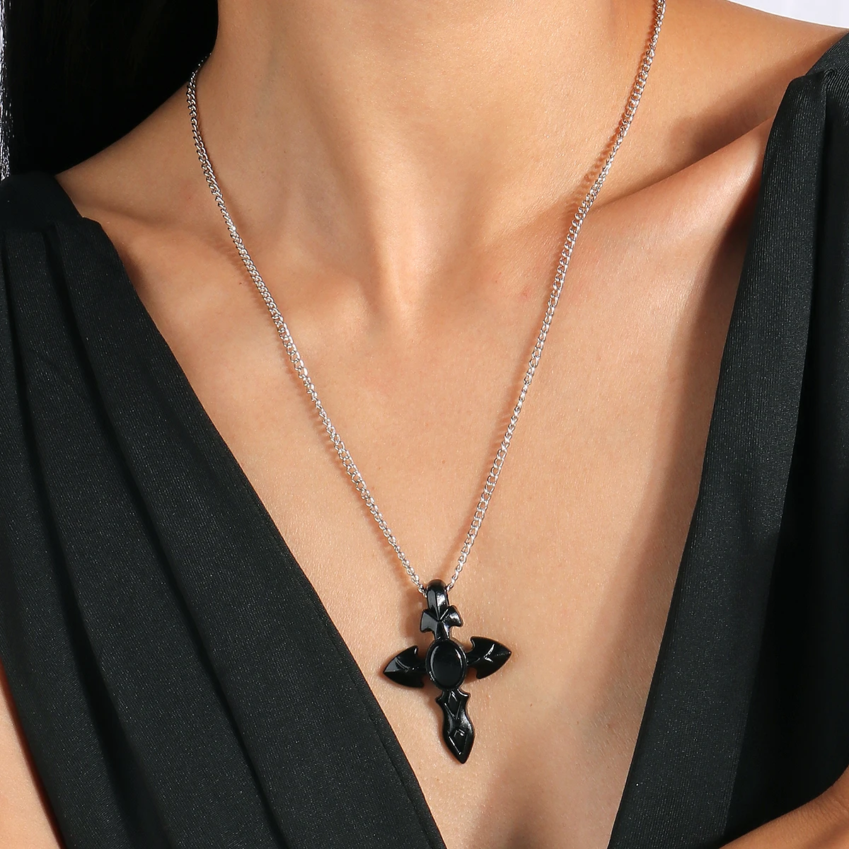 Vintage Kreuz Anhänger Halskette für Frauen Gold Silber Farbe Mehrschichtige Ovale Perlen Kette Halskette Minimalismus Weiblichen Schmuck – Detail 26