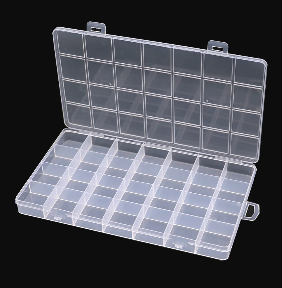 New 28 Grids Plastic Jewelry Storage Box Adjustable Compartment Organizer for Earrings Beads Crafts Small Accessories