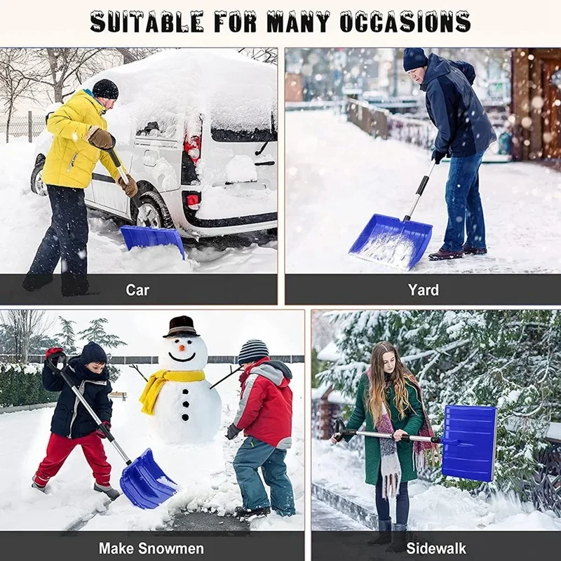 Large Portable Snow Shovel For Driveway, Lightweight Snowmobile Folding Shovel With Handle, Wide Snow Removal For Car