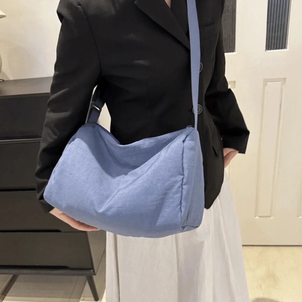 

Japanese Style Versatile Shoulder Bag Large Capacity Solid Color Simple Crossbody Bag Harajuku School Bag Canvas Pillow Bag Men