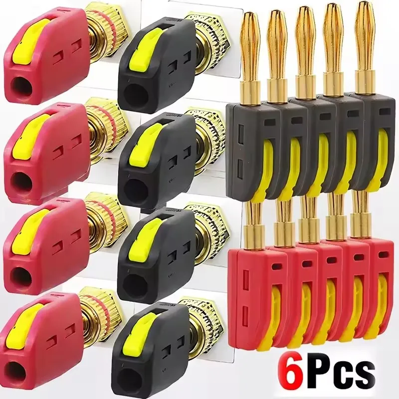 4mm Banana Plug Solder Free Quick Connect Self Locking Audio Plug Power Testing Connector For Testing Instrument Speaker Plug