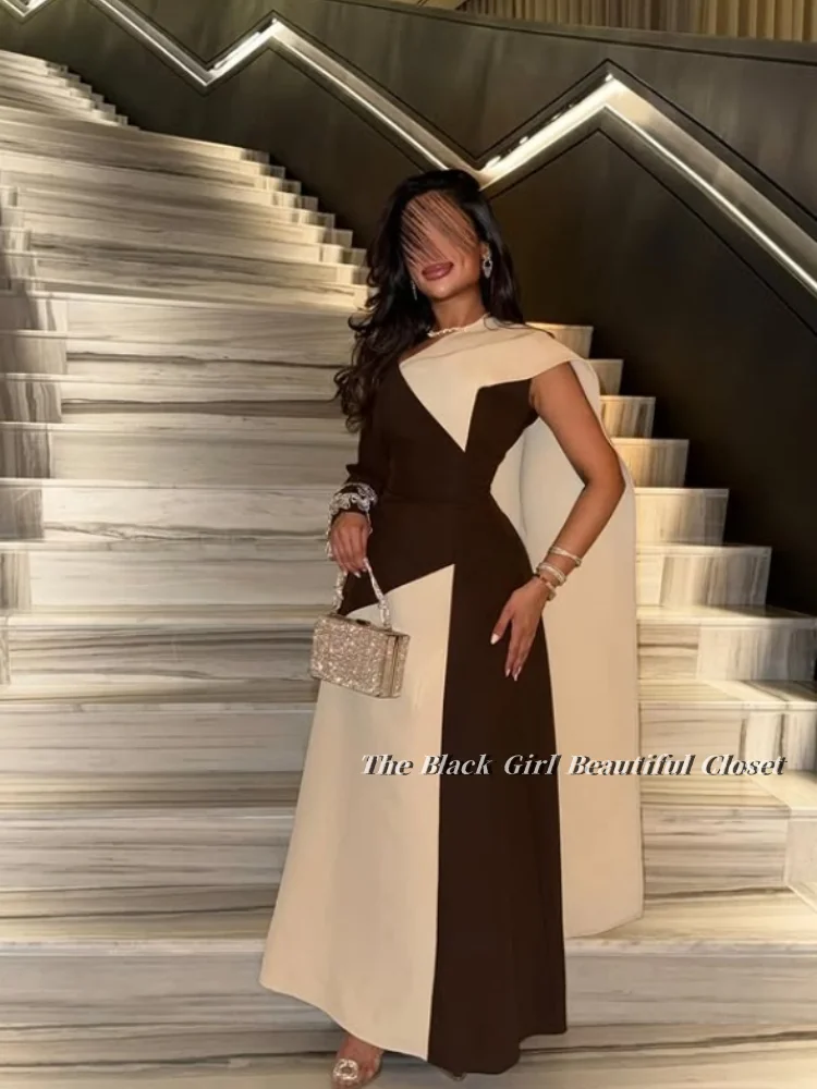 Customized Color Clash Elegant Evening Gowns One Shoulder V-Neck Waisted Fishtail Irregular Hem Women's Prom Dresses Formal