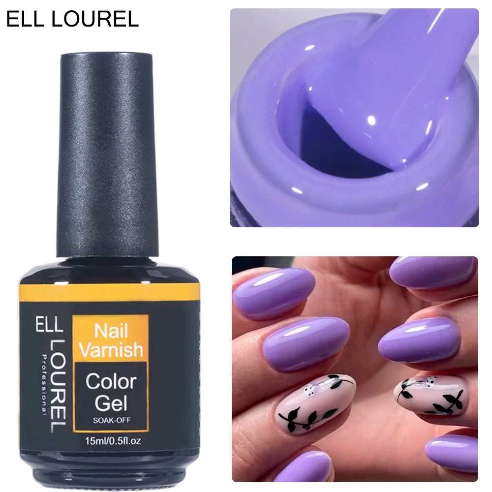 ELL LOUREL Purple Gel Nail Polish UV LED Soak Off French Neon Violet Color Polishes Vernis Semi Permanents Adhesive for Manicure