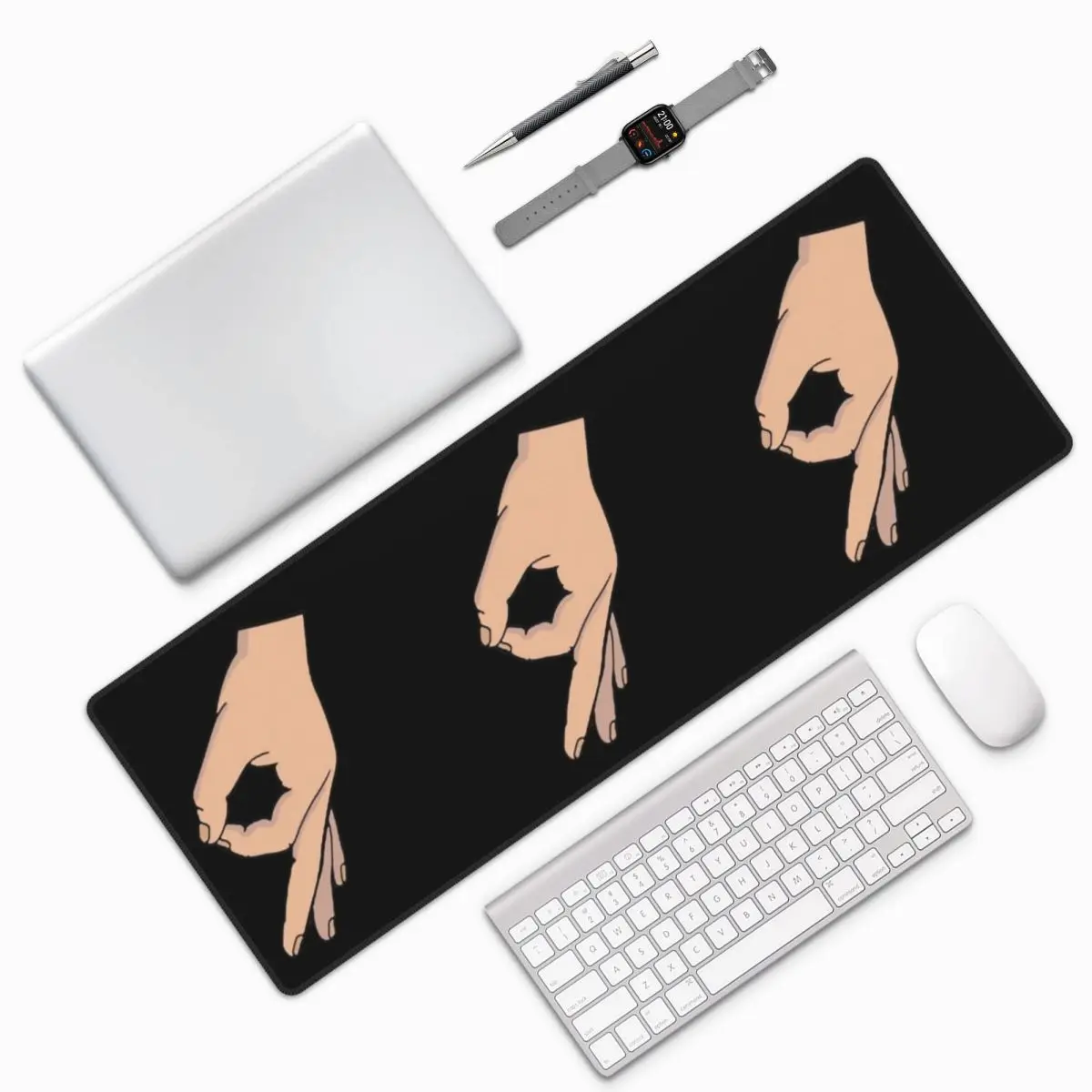 Circle Game Hand Gotcha Meme Made You Look Large Mouse Pad Computer Keyboard Mouse Mat Gaming PC Laptop Desk Mat Table Mats