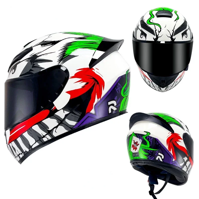 Best Selling Venom Fashion Trend Four Season Full Face Helmet Abs Double Lens Modular Flip Up Motorcycle Helmet Black White Lens