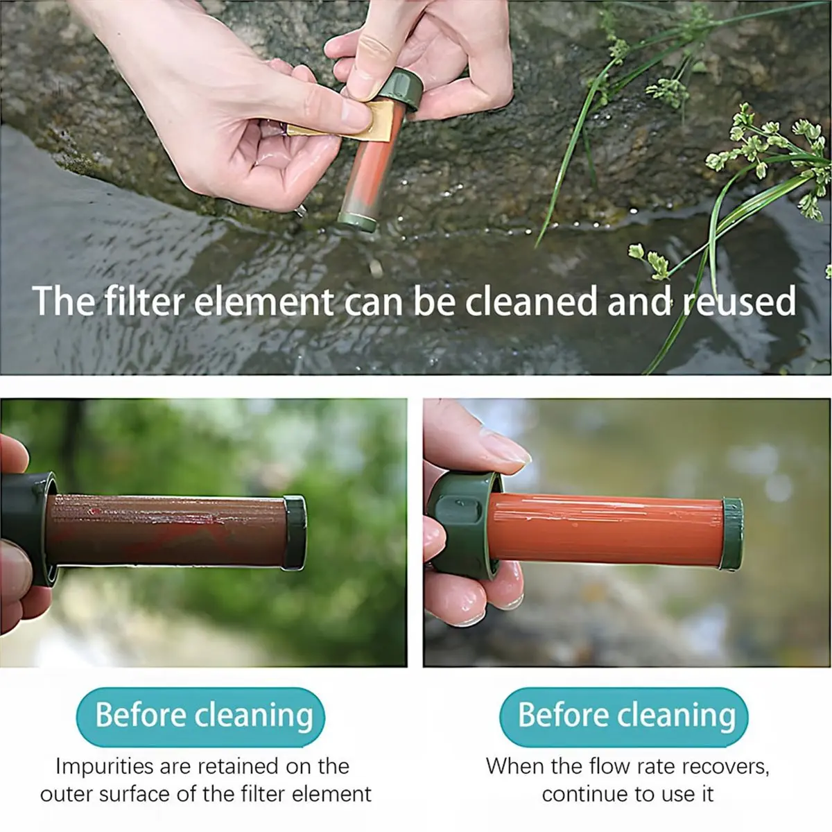 didyou-ポータブル浄水器、サバイバルポンプ浄水器、ro膜（00001ミクロン）付き、ハイキング、キャンプ、緊急時用