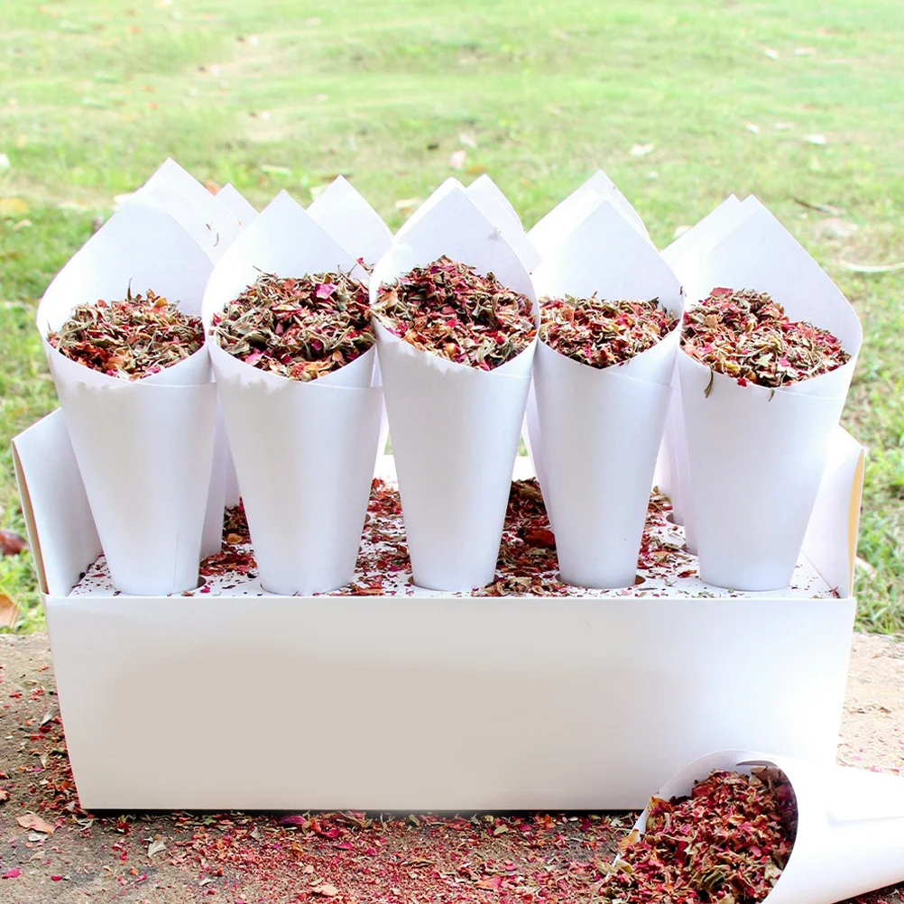 60 Pcs Wedding Petal Cone Small Bouquet Cones Candies Confetti Holder Decoration Party Supplies Paper Flower