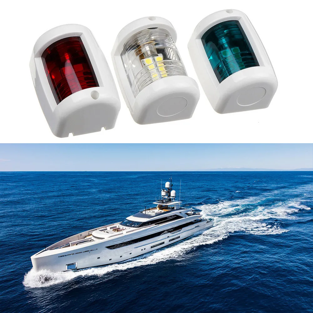 LED  Boat Side Light Navigation Lights Red Green White Signal Lamps 12V DC PC Plastic Case Warm White 2800-3200K Car Accessories