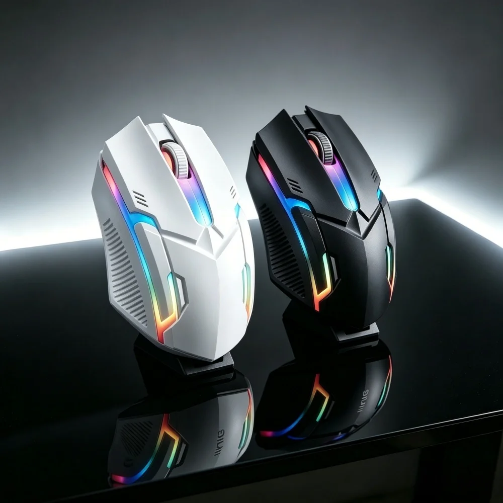 M3 Wired Gaming Mouse, RGB Rainbow Backlight, 4 Adjustable DPI, Plug & Play USB Computer Mouse, Compatible with PC Laptop Desktop, Black White Optional