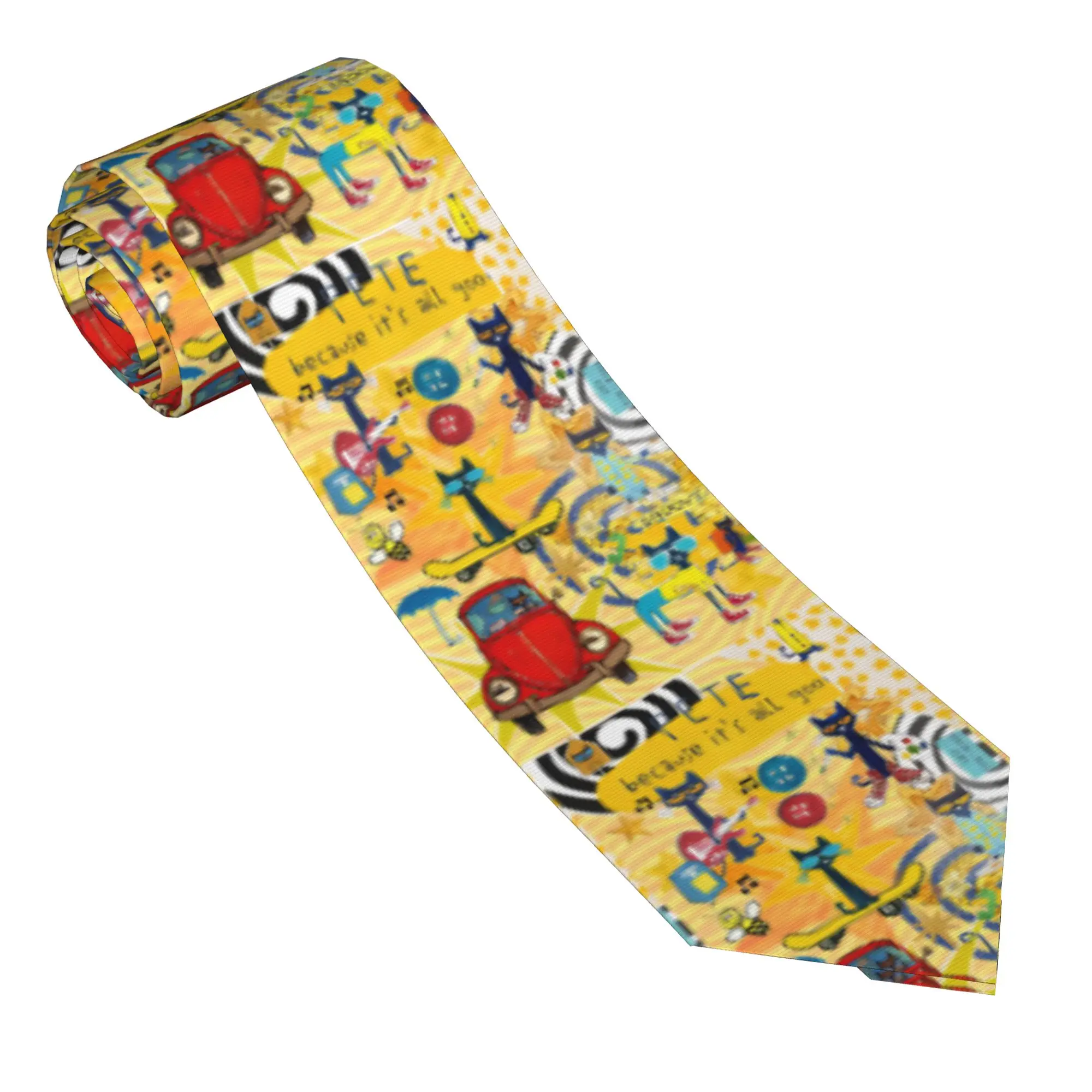 Pete the Cat  Cool Kitten Men Women Necktie Skinny 8 cm Wide Cartoon  Neck Tie for Mens Shirt Accessories Gravatas Cosplay Props