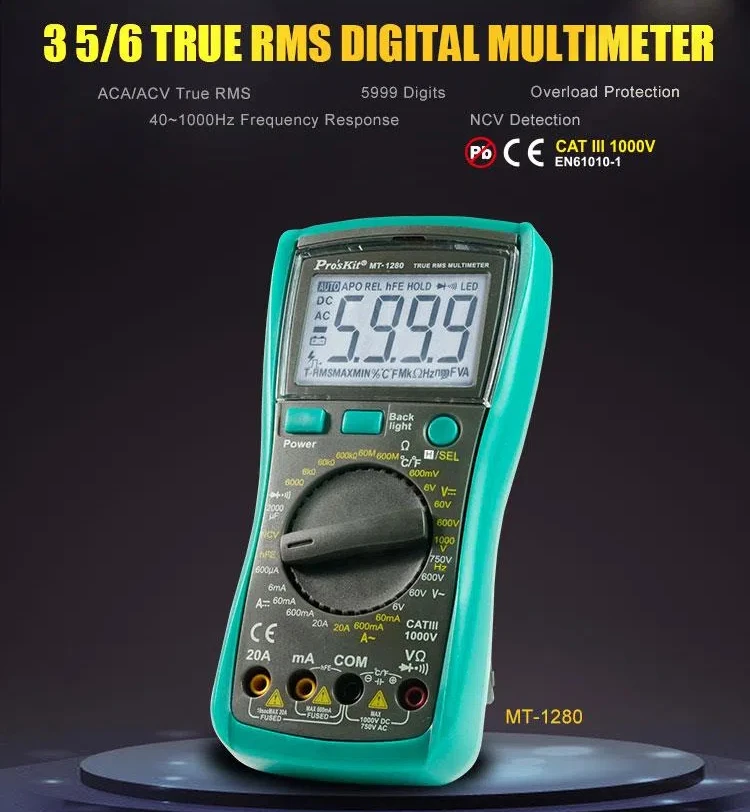 

Baogong MT-1280 true RMS digital meter with capacitor. Temperature test DC AC voltage current capacity resistance tester