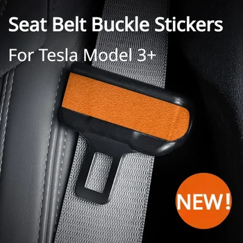 Adesivi decorativi con fibbia per cintura di sicurezza per Tesla Model 3+ Alcantara Pelle scamosciata Fibbia per cintura di sicurezza Toppa sottile Nuovo modello3 Highland 2024