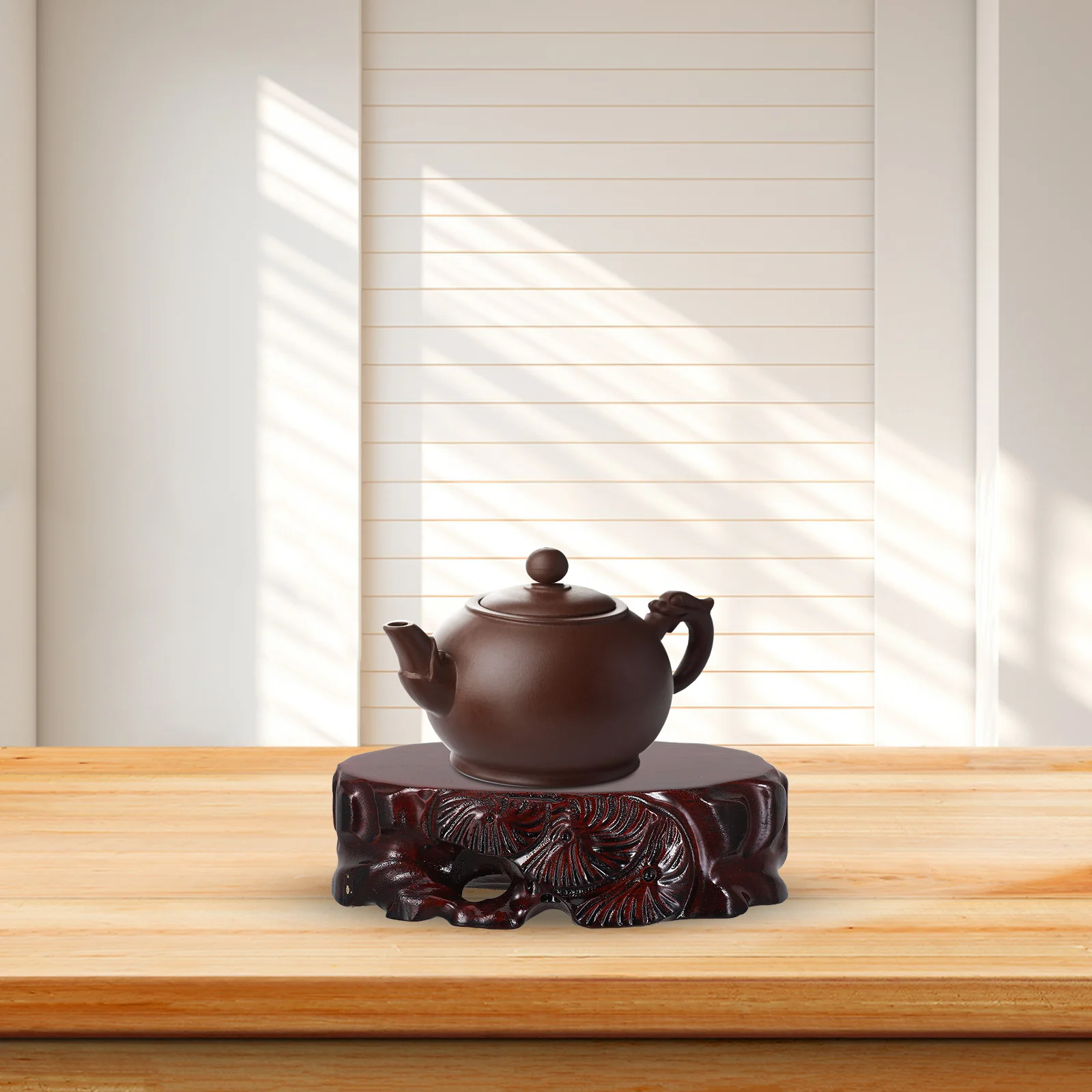 

Oval Wooden Display Base for Statues Home Decor Teapots Vases Crystal Balls Traditional Craft Oriental Style Stand