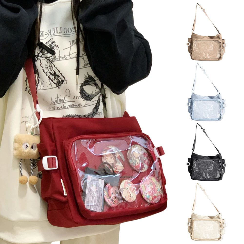 

Women Ita Bag Cartoon Book Bag with Clear Window Teenagers School Bag Adjustable Strap Fashion Shoulder Bag Trendy Outdoor Bag