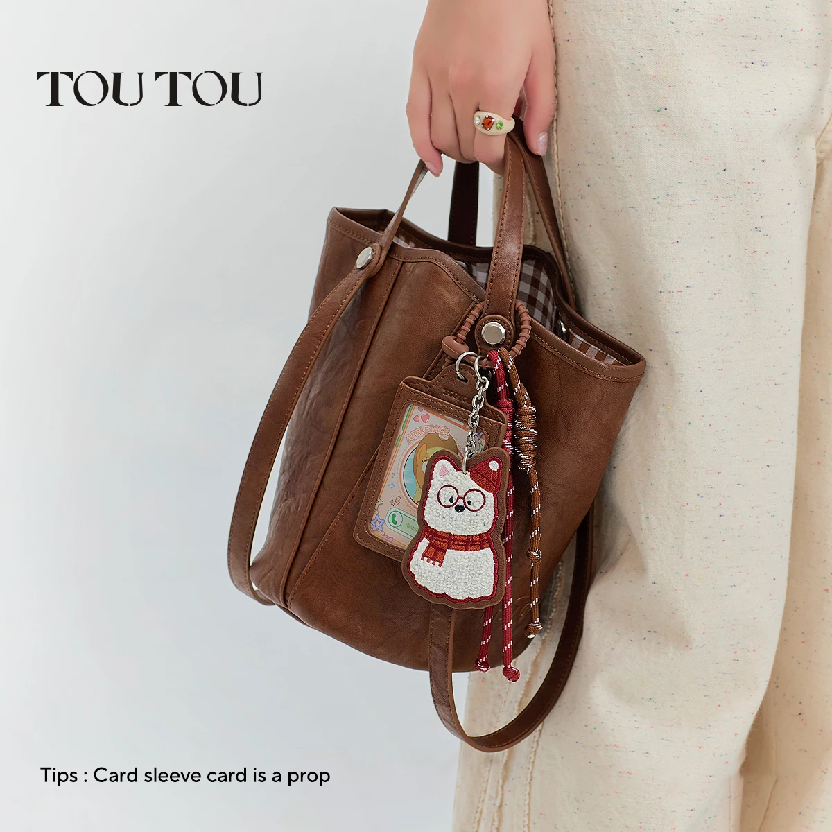 

TOUTOU женская сумка-ведро, очаровательная коричневая кожа растительного дубления, регулируемый плечевой ремень с ручкой, сумка через плечо, подарок на день учителя