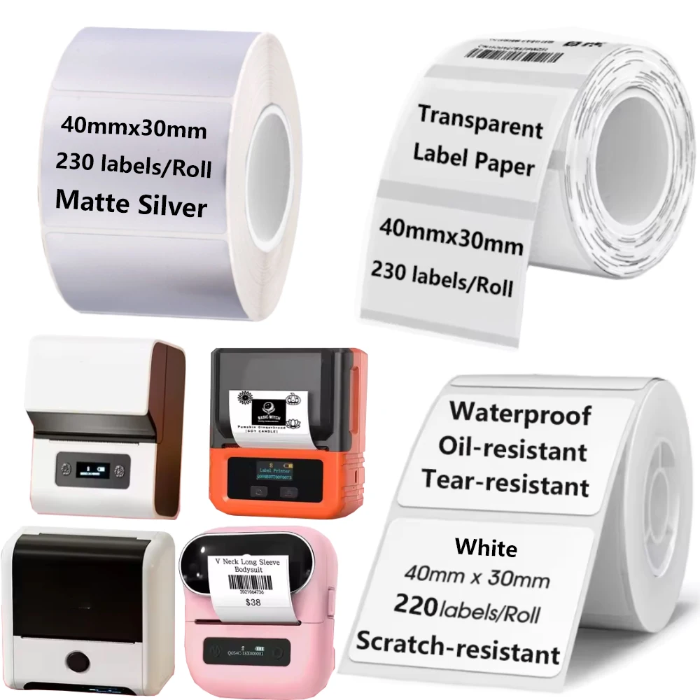 papel-adesivo-termico-impermeavel-fosco-prata-branco-transparente-2-rolos-40x30mm-para-m110-m220-m200-e210-p50-pm220-detong-p1