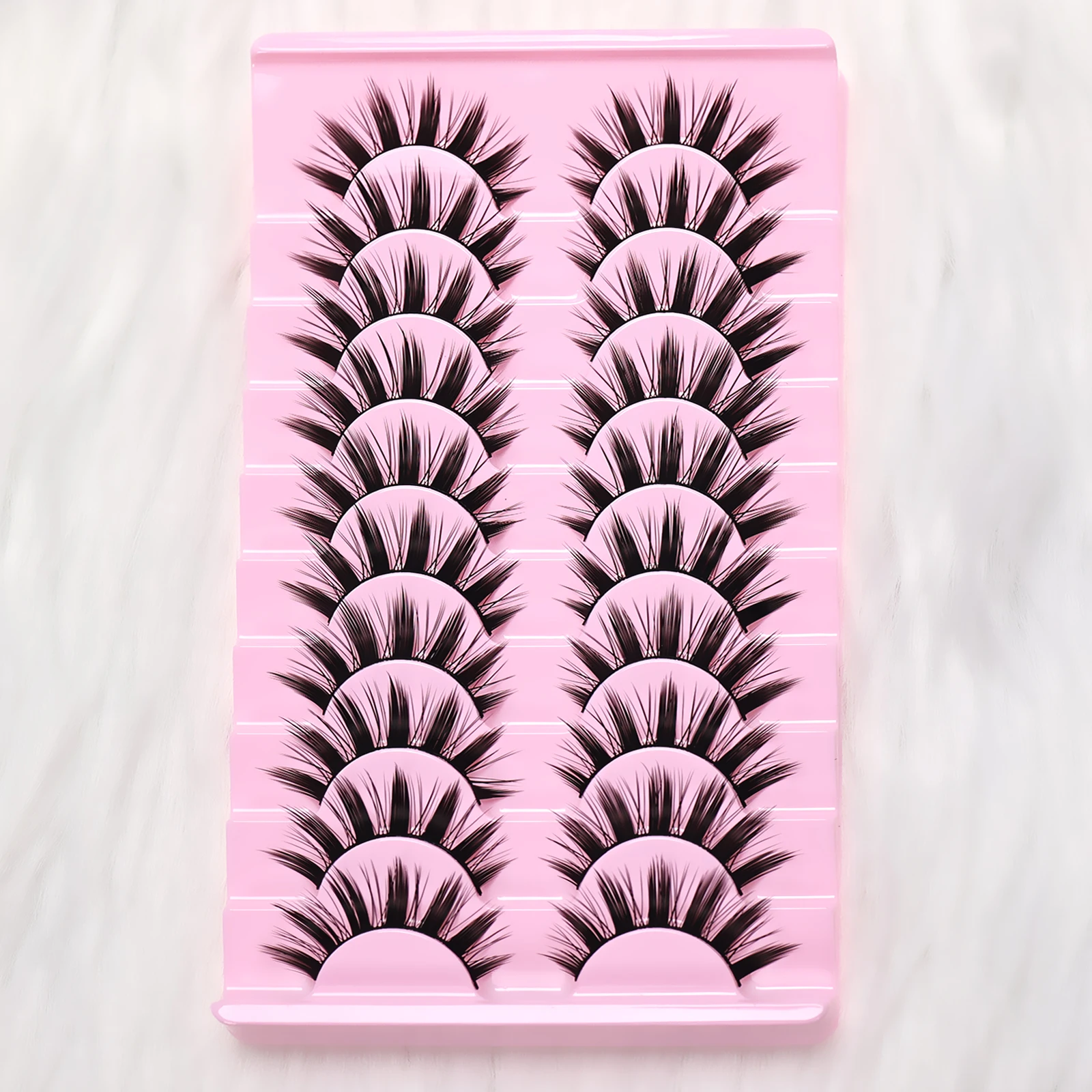 10 أزواج من رموش الرسوم المتحركة المزيفة، قابلة لإعادة الاستخدام وناعمة وخفيفة الوزن وسهلة الاستخدام للمبتدئين في المكياج اليومي/الحفلة/المواعدة