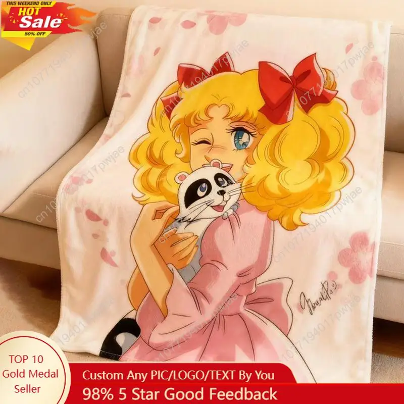 

Candy Candy Blanket Anime Official Licensed Flannel Throw Soft Warm All Season Romantic Moonlit Roses Design Vibrant Digital Pri