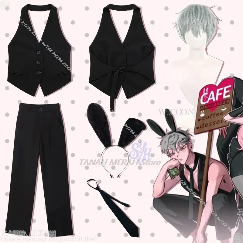 

Halloween Costumes Till Cosplay ALIEN STAGE 3Anniversary café Activity Anime Costume Sexy Vest Pants Kawaii Rabbit Furry