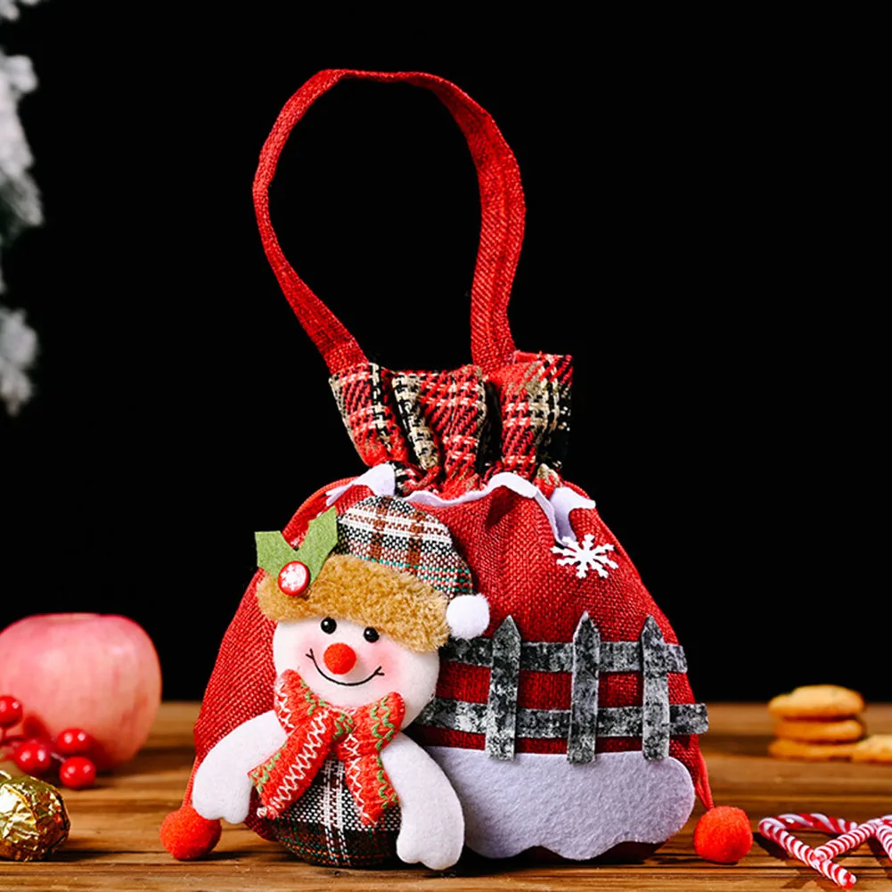 

Santa Sacks Cloth Present Bag Christmas Ornament Storage Bags Snow Winter Storages Decoration For Christmas Treats Candy Present
