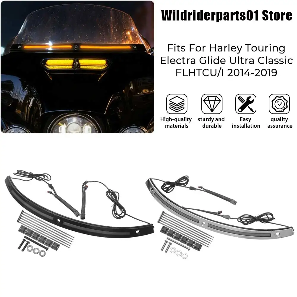 

motorcycle Front Windshield Fairing LED DRL/Turn Light For Harley Touring Electra Glide Ultra Limited CVO/SE FLHTKSE 2014-2021