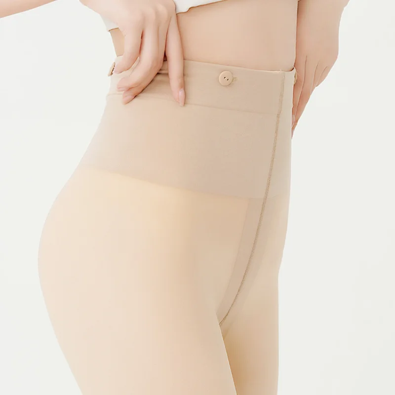 Double Layer Replaceable Bare Leg Feeling Pantyhose Autumn Winter Natural Skin Fleece Leggings Transparency Outer Layer Tights
