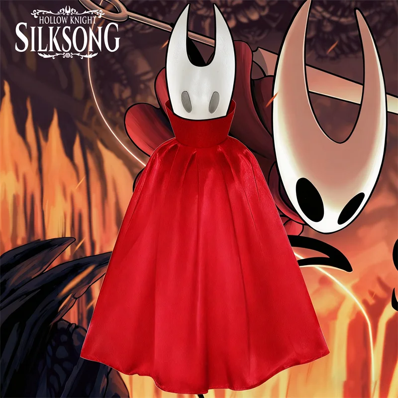 

New Game Hollow Knight: Silksong Hornet Kids Cosplay Costume Coat Cloak Capes Mask Ornament Suit Halloween Party Outfits