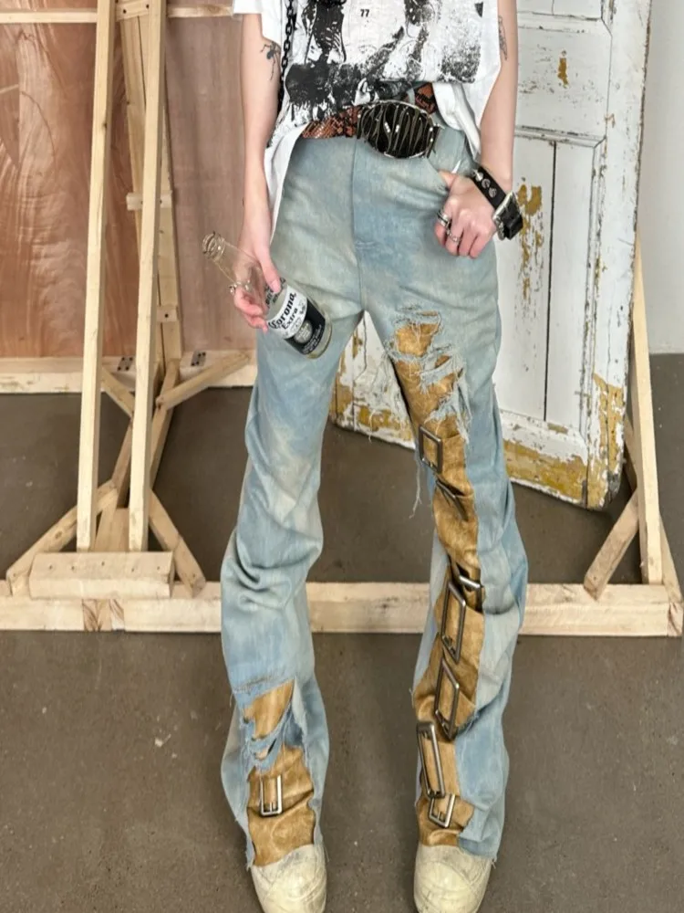 Jeans Distressed Dirty Washed Ripped Pants for Men and Women