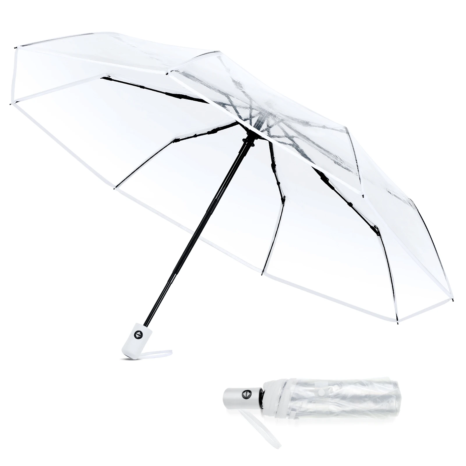 

Premium Automatic Three Fold Transparent Umbrella Clear Folding Rain Umbrellas Lightweight Portable Travel Auto Open Close