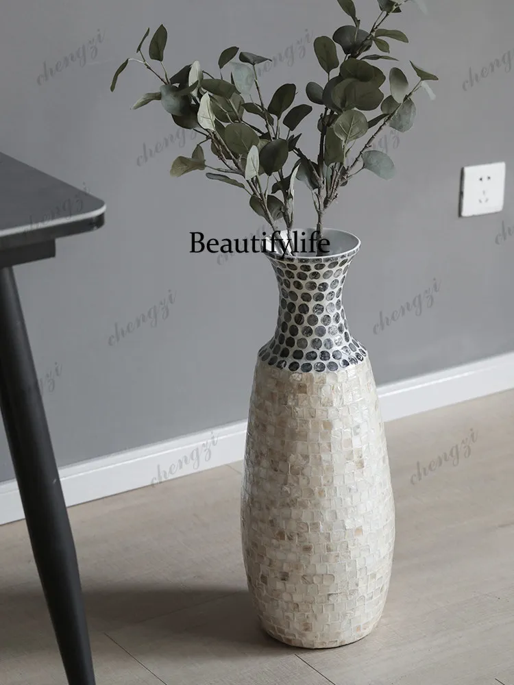Vase floor decoration flower arrangement living room high sense light luxury shell countertop ornament B & B